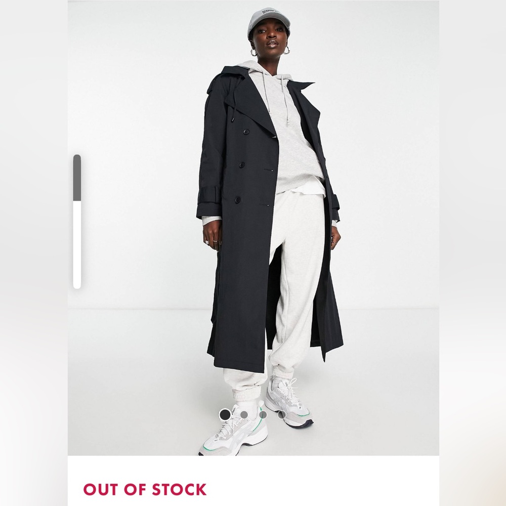 ASOS Black trench coat with hood (detachable)